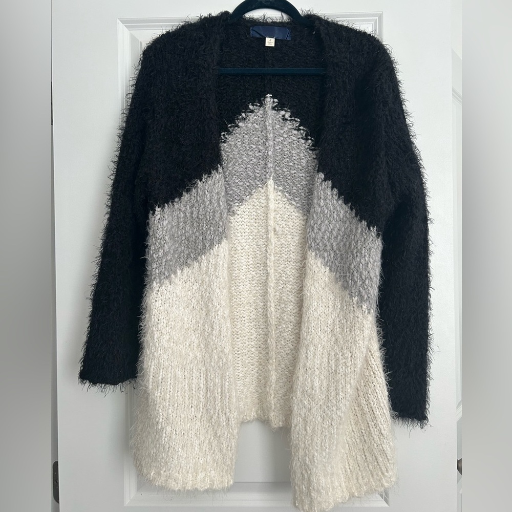 Stylish Black, Gray, and White Women's Cardigan